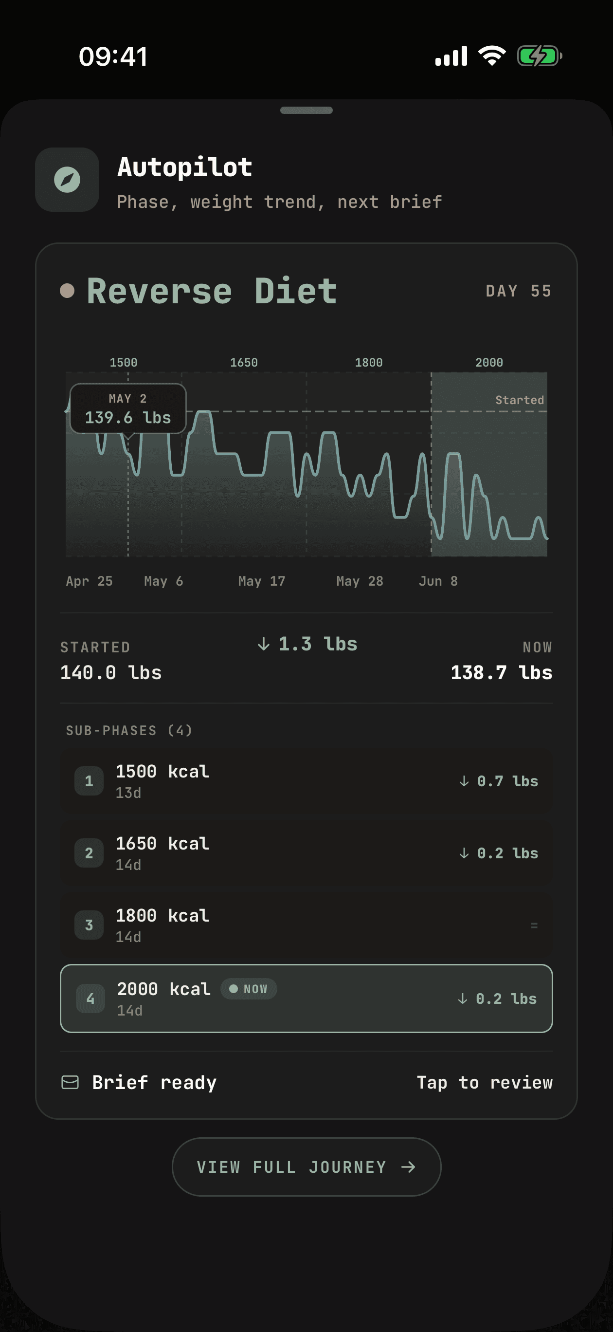 Autopilot phase history showing completed phases and progress